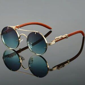 Vintage Round Sunglasses Men Fashion Double Bridge Multicolor Shades Women Retro